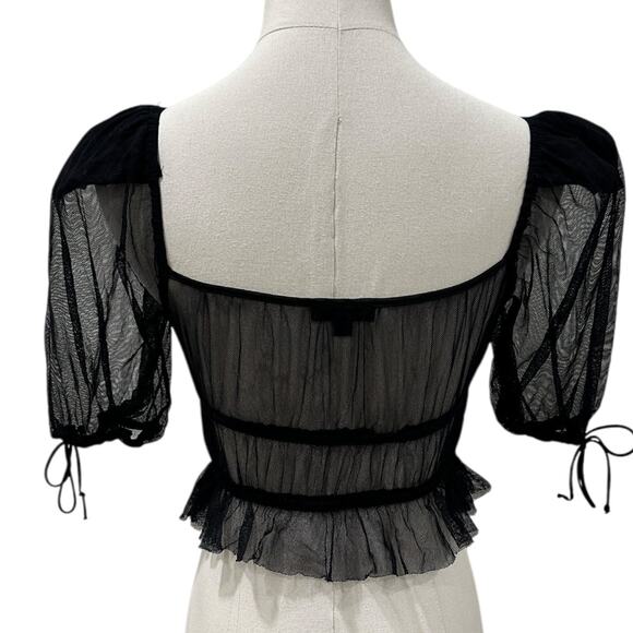 For Love & Lemons Sunshine Crop Top in Black - Picture 4 of 7